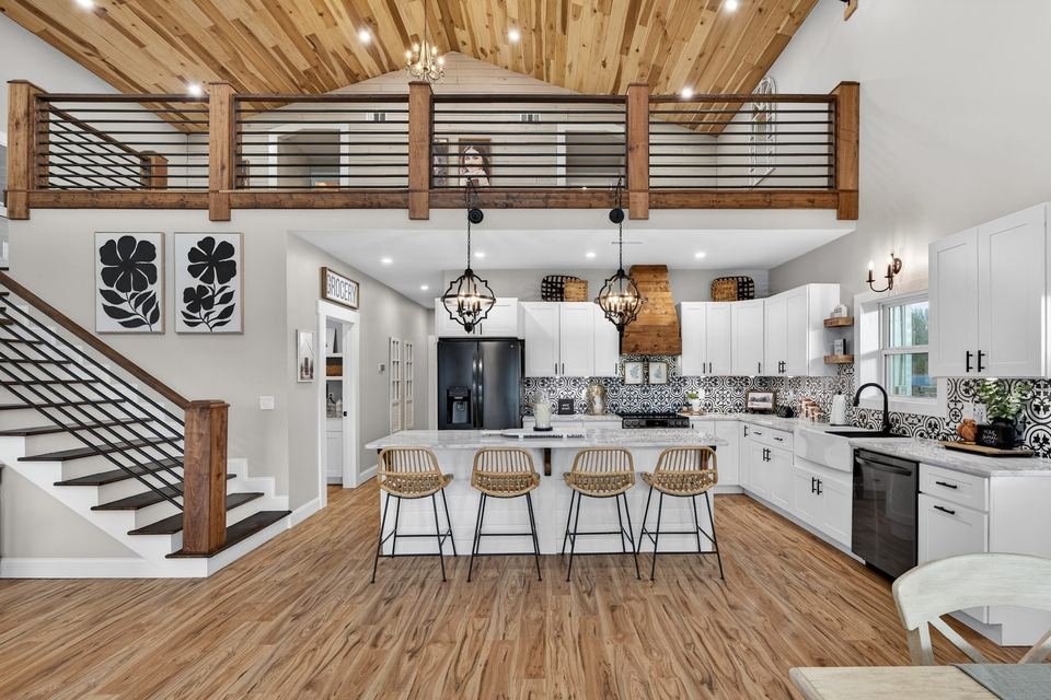 Vaulted kitchen and living area real estate photography in Tennessee