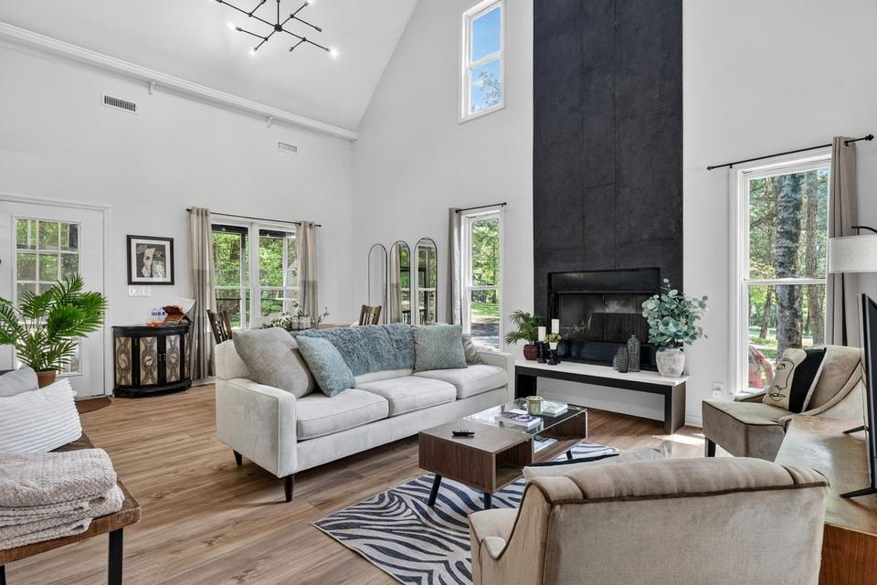 Short-term rental living area photographed for online booking and real estate marketing