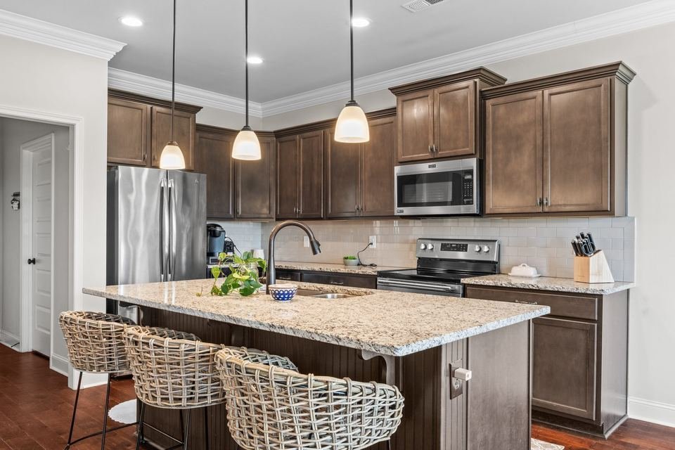 Kitchen island real estate photography for a North Alabama listing