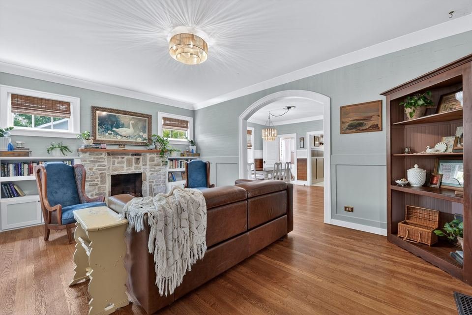 Living room real estate photography with warm interior styling