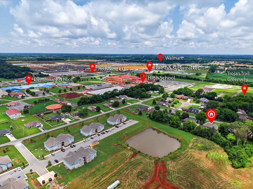 Neighborhood aerial drone real estate photography