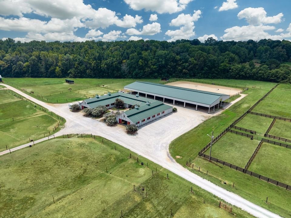 Equestrian facility aerial drone photography